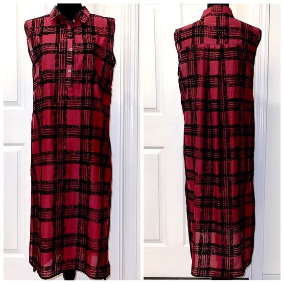 SILK BLEND LONG SLEEVELESS SHIRTDRESS SHIRT DRESS - Picture 2 of 5